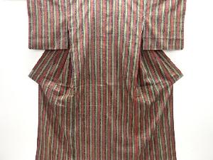 縞織出し手織り紬着物